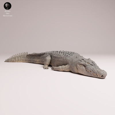 Saltwater Crocodile Lying Resin 3-d printed Model RR Diorama Unpainted Animal