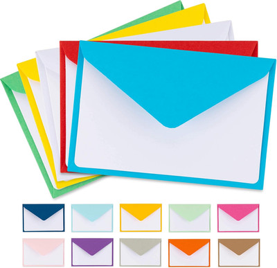 Colorful Envelopes with Blank Flat White Cards 5'' X 7'' Assorted Colors 105 Pack