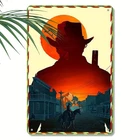 Vintage RDR 2 Western Sunset Cowboy Tin Metal Signs Home Décor 8x12
