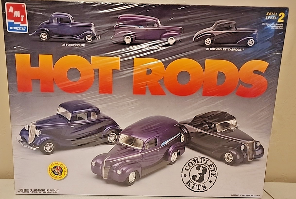 AMT ERTL Hot Rods 34 Ford Coupe 40 Delivery 37 Chevy Cabriolet