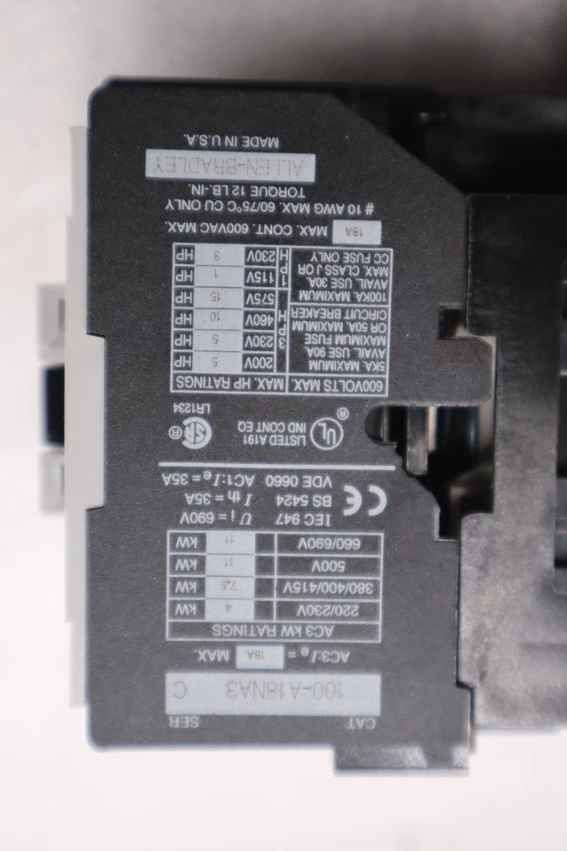 NEW ALLEN BRADLEY 100-A18NA3 SERIES C CONTACTOR STOCK K2085CC - Image 3 of 4
