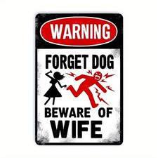 2D Metal Sign Funny Dogs Beware Warning Aluminum Sign 8x12 Home Decor