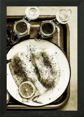 White Fish Prepared Plate Framed Wall Art Poster Canvas Print Picture