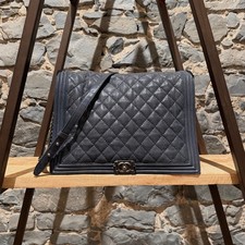 Chanel 2013-2014 Dark Blue XL Gentle Boy Bag
