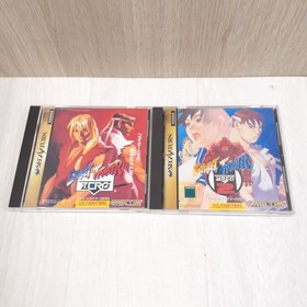 Sega Saturn White console with Fighter Stick X & Street Fighter Zero 2 Games JPN