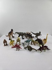 15 Toy Dinosaurs Mixed Lot Figures Plastic Various Sizes Colors Types Preowned