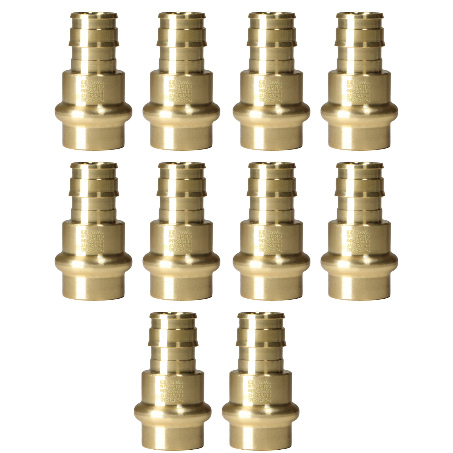 10 Pack XFITTING 1/2" Press x Pex A Coupling, Propress Coupling, Lead Free