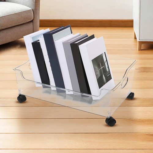 Caja de Almacenamiento con Polea Estuche de Archivo Rodante Contenedores Ruedas Librería - Imagen 4 de 12