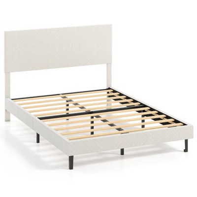 Twin/Full/Queen Size Velvet Bed Frame Upholstered Platform Bed with Chevron Head