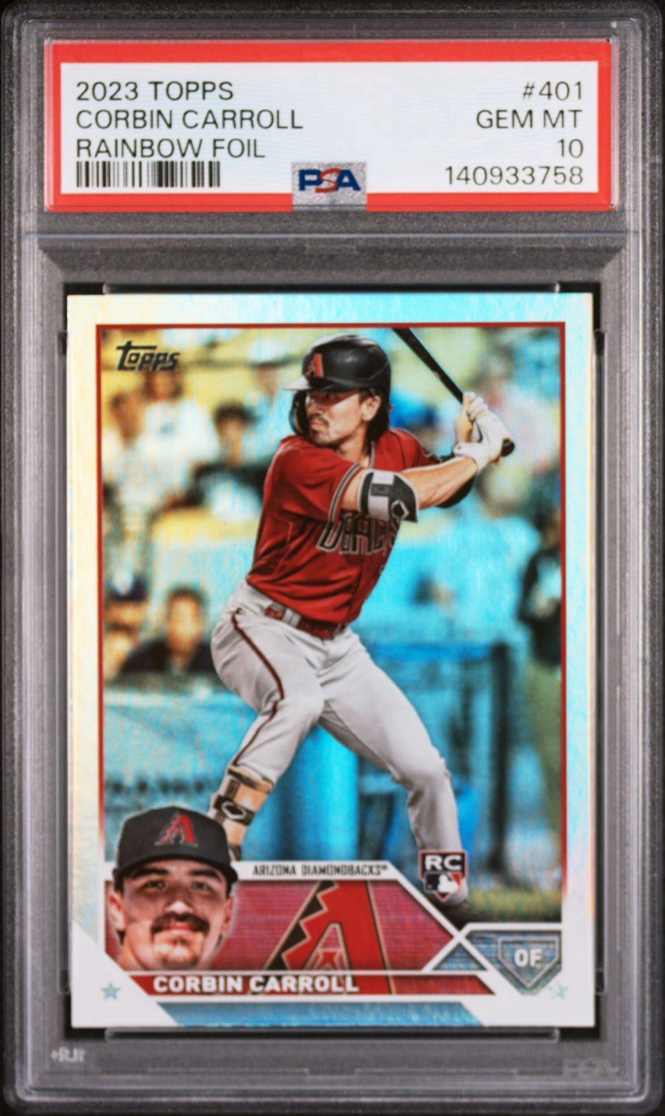 2023 Topps Series 2 Corbin Carroll #401 Rainbow Foil Rookie PSA 10 Gem Mint RC