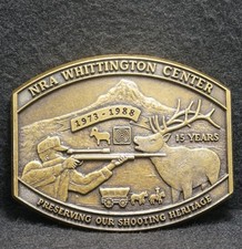 WK17137 NICE VINTAGE 1988  NRA WHITTINGTON CENTER  HUNING SHOOTING BELT BUCKLE