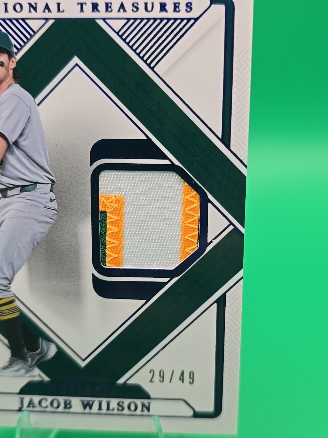Tommy White 2025 Panini National Treasures Baseball Triple Patch Auto #7/10 A’s view 3