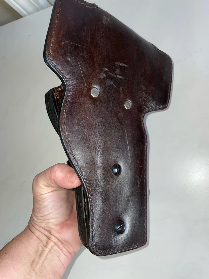 LOTE DE DOS: Funda de cinturón de cuero marrón vintage Alessi para pistolas Colt Foto 3 de 4