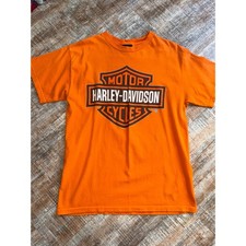 Harley Davidson Las Vegas Orange Short Sleeve Crew Neck Graphic Tee Top T-Shirt