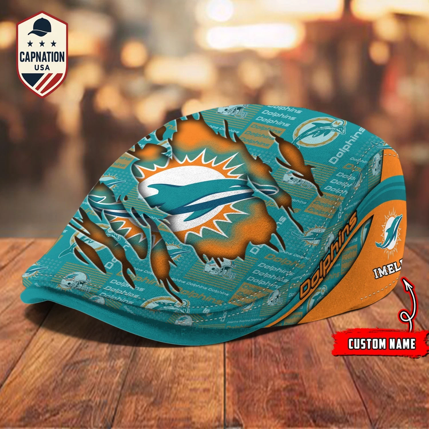 Miami-Dolphins Jeff Cap football Newsboy Cap Golf Cap Driving Hat for Men