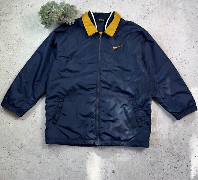  Vintage 90s Nike Blue Logo Jacket Blue Size XL Winter 