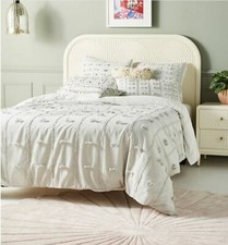 Anthropologie Embellished Tilly Queen Duvet Cover 2 Standard Shams in Silver