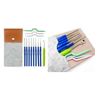 13pcs Crochet Hooks Set Crochet Kits for Beginner with Felt Bag Ergonomic Handle