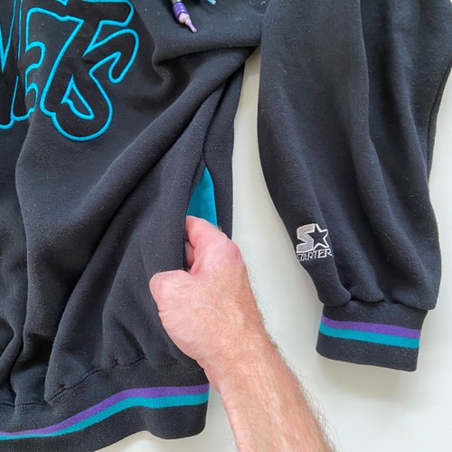 Vintage Starter Charlotte Hornets NBA Basketball Sweatshirt Hoodie Mens XL 90s - Picture 5 of 17
