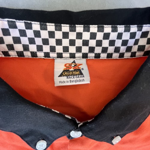 Speed Zone Race Gear Herren 3XL Pit Crew Kurzarm Hemd Knopf Orange/Schwarz - Bild 2 von 7