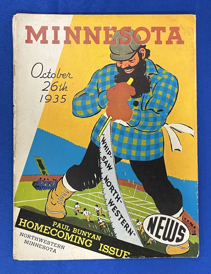 Antique 1935 Minnesota vs Northwestern Football Program & Ticket Early Vintage - Image 2 of 4