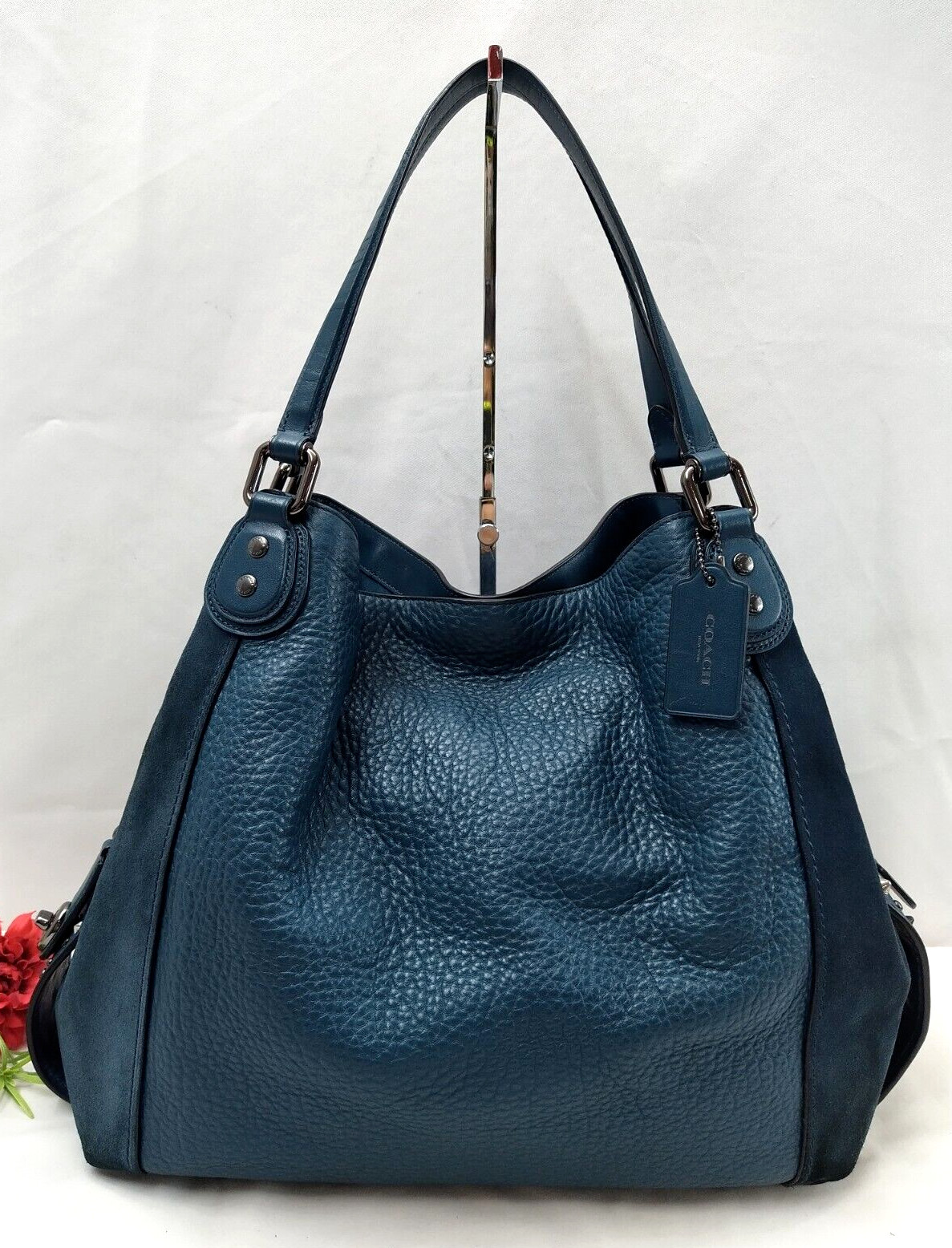 Coach Edie Shoulder Bag 42 With Stars Rivets Blue Lea… Gem