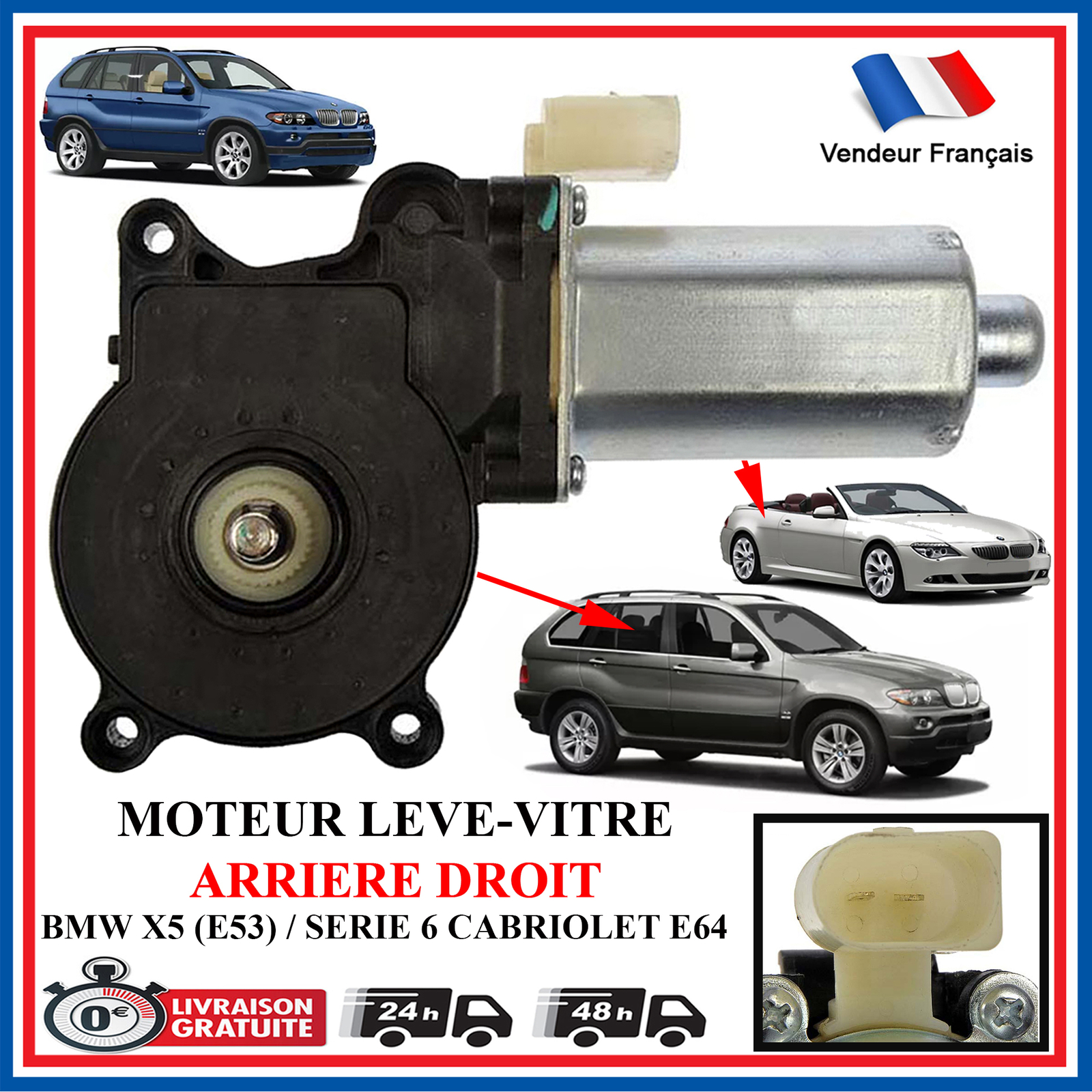 Vitre bloquée ? Changez avec le moteur lève-vitre arrière droit pour BMW Série 6 E64 0130821717