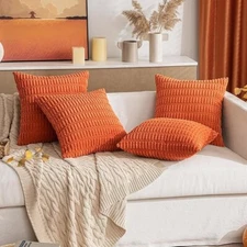 Miulee Pack Of 4 Decorative Boho Couch Throw Pillows - Orange, 20 X 20 INCH