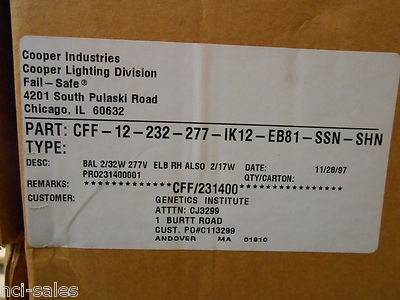 COOPER INDUSTRIES LIGHTING CFF-12-232-277-IK12-EB81-SSN-SHN CFF-12-4FT FAIL-SAFE