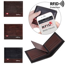 Men RFID Blocking Leather Wallet Credit Card ID Holder Short Purse Bifold Pocket