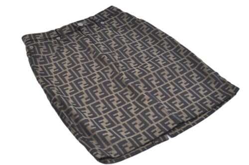 Authentic FENDI Zucca Skirt Cotton USA 4 Size 26 inch Brown Black K0741 - Photo 1/24