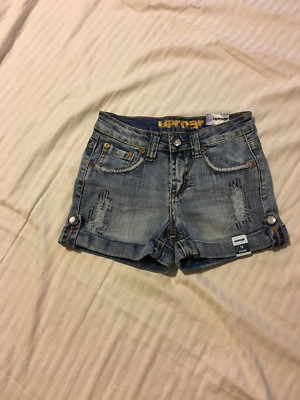 Uproar: Girl's 5 Pocket Distressed Short Shorts, Roll Cuff: China Blue, 10 Reg