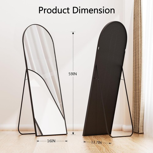 Arched Full Length Mirror,Full Body Mirror with Stand,Hanging Leaning for Wall - Picture 8 of 9