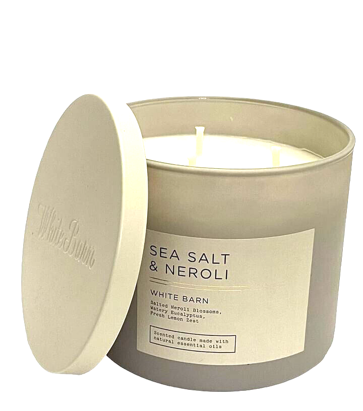 BATH & BODY WORKS WHITE BARN 3WICK SCENTED CANDLE SEA SALT & NEROLI
