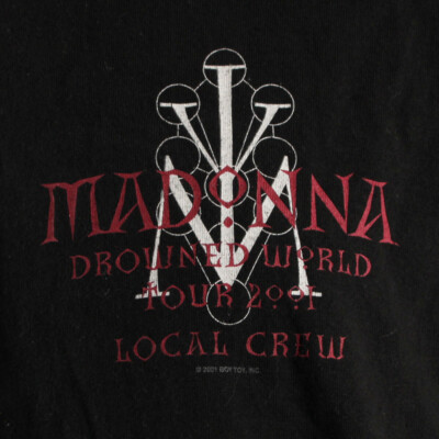 Madonna Crew Shirt 2001 Tour Drowned World Band Concert Black XL