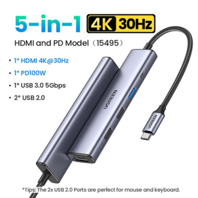 UGREEN HUB Type-C to HDMI AdapterPD100W SD TF Dock for Macbook (Good Condition)