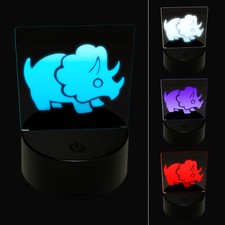 Cute Triceratops Dinosaur 3D Illusion LED Night Light Sign Lamp