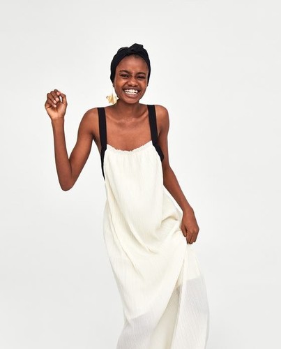 Zara Women Long Pleated Dress Size M 