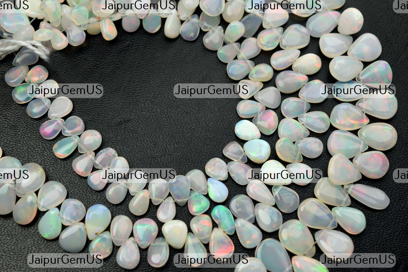 10 Pieces, Finest 100% Natural Ethiopian Opal Smooth Pear Shape Beads,Size-6-7mm