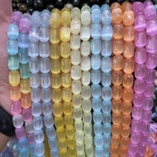 8x12mm Shiny Cylindrical Barrel Shape Natural Selenite Beads for Jewelry Making