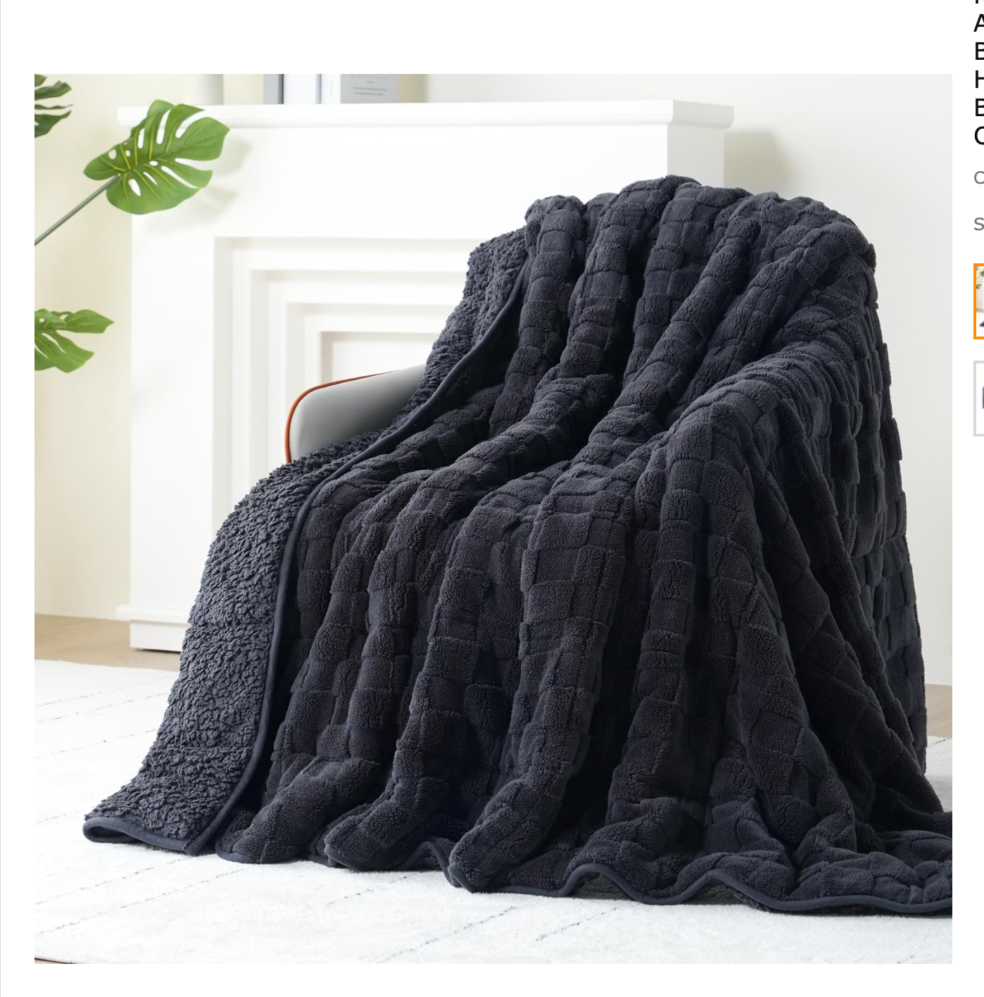 Black Weighted Blanket for Adult, 15 lbs Checkered Throw Blankets Soft Blanket-image