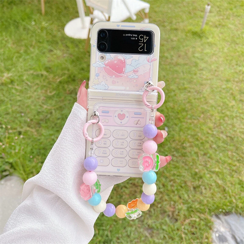 Samsung Z Flip 6 5 4 Foldable Cute Cartoon Chain Pattern Phone Case