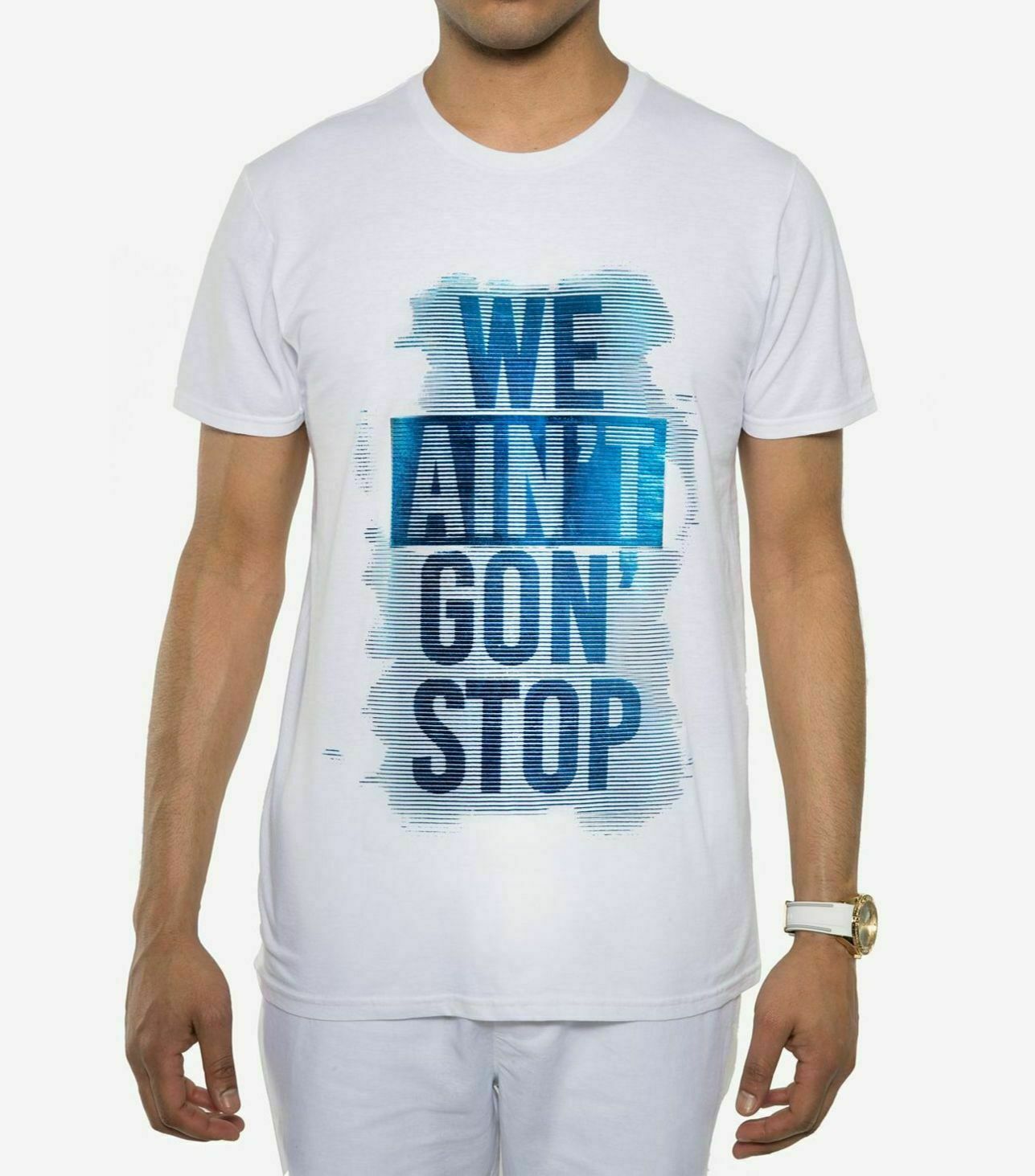 Мужская бело-голубая футболка Sean John с коротким рукавом и круглым вырезомL 5090₽