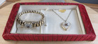 Bracelet Locket Necklace w/Box #520 Wwii 1940s Gold Filled Sweetheart Expandable