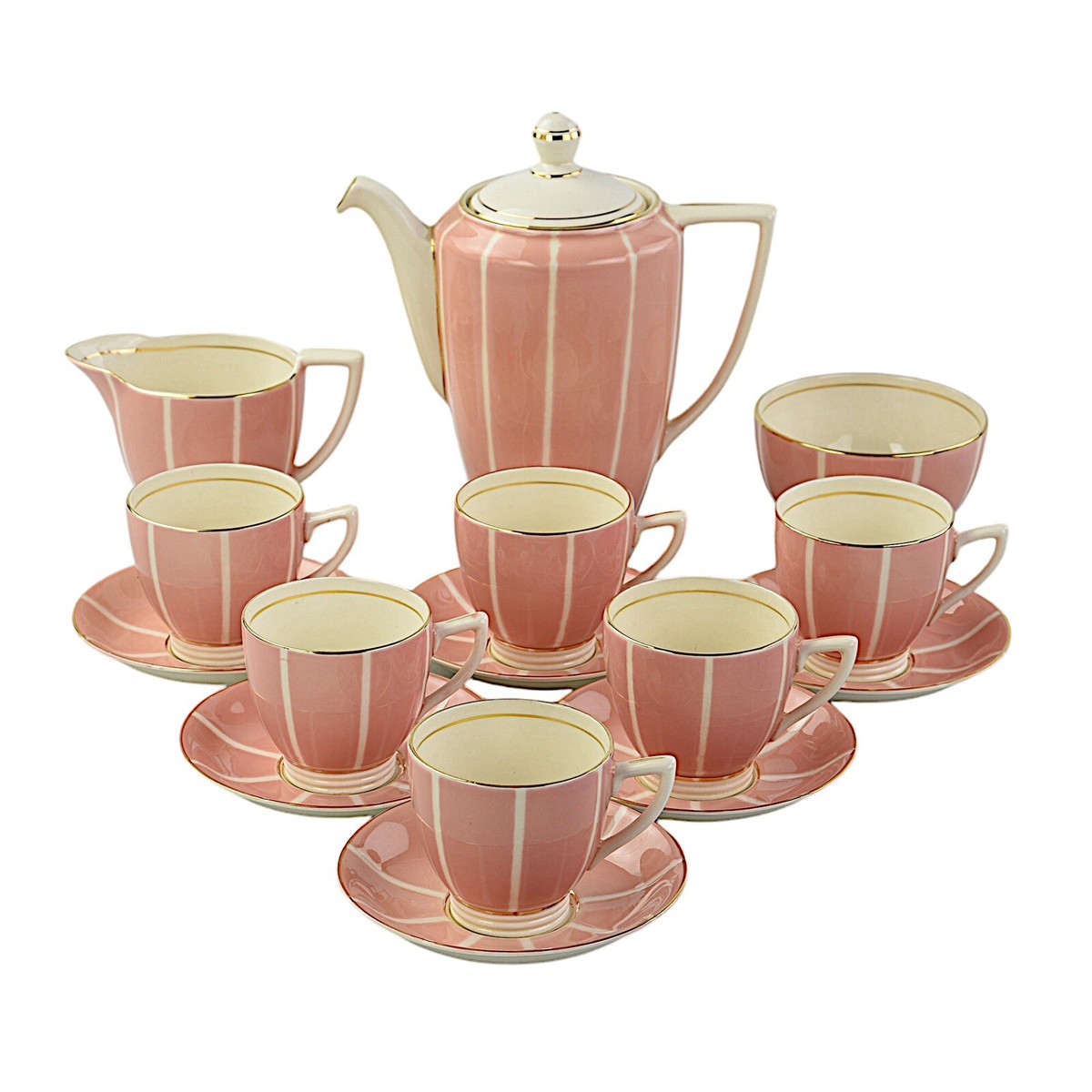 Minton, Art Deco, Solano Ware, Pink Coffee Set | eBay UK