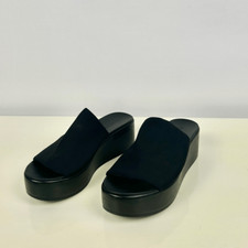 7 Bebe Vintage Black Slinky Platform Slide Sandals