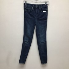 We The Free Womens Slim Skinny Jeans Blue Distressed Dark Wash High Rise 25 New