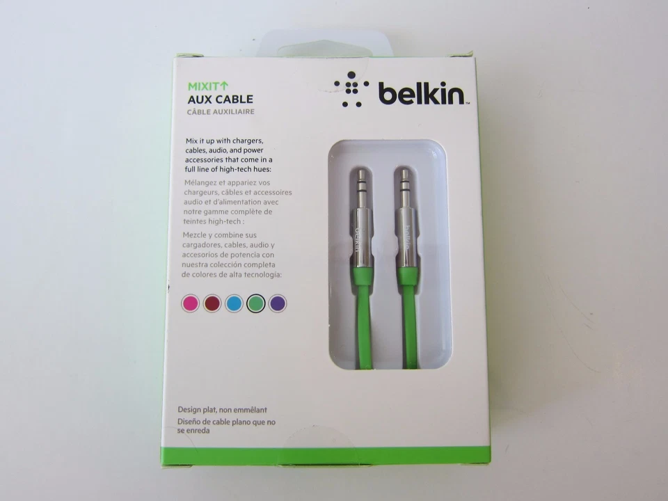 Nuevo cable plano Belkin AV10127tt03-GRN AUX 3 PIES color verde nuevo Foto 2 de 3