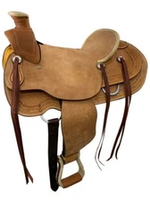 16" Showman Argentina Cow Leather Roughout Western Roper Saddle!