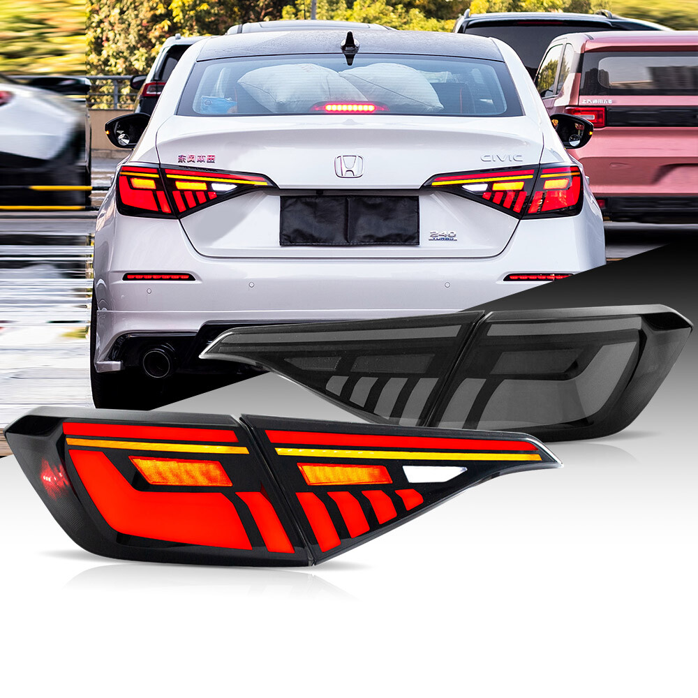 Smoked/White LED Tail Lights for 2022-2025 11th Gen Honda Civic